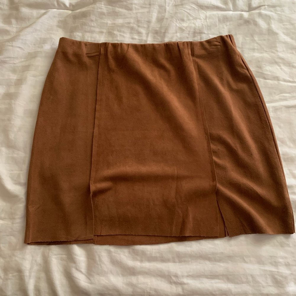 Velvet tan pencil skirt